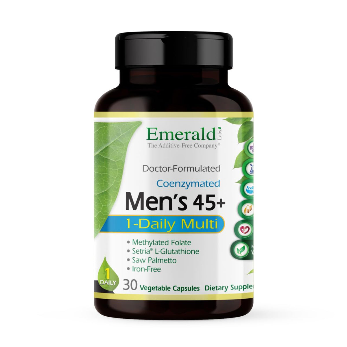 EMERALD LABS frente del empaque mostrando diseño y ventaja de una cápsula diaria