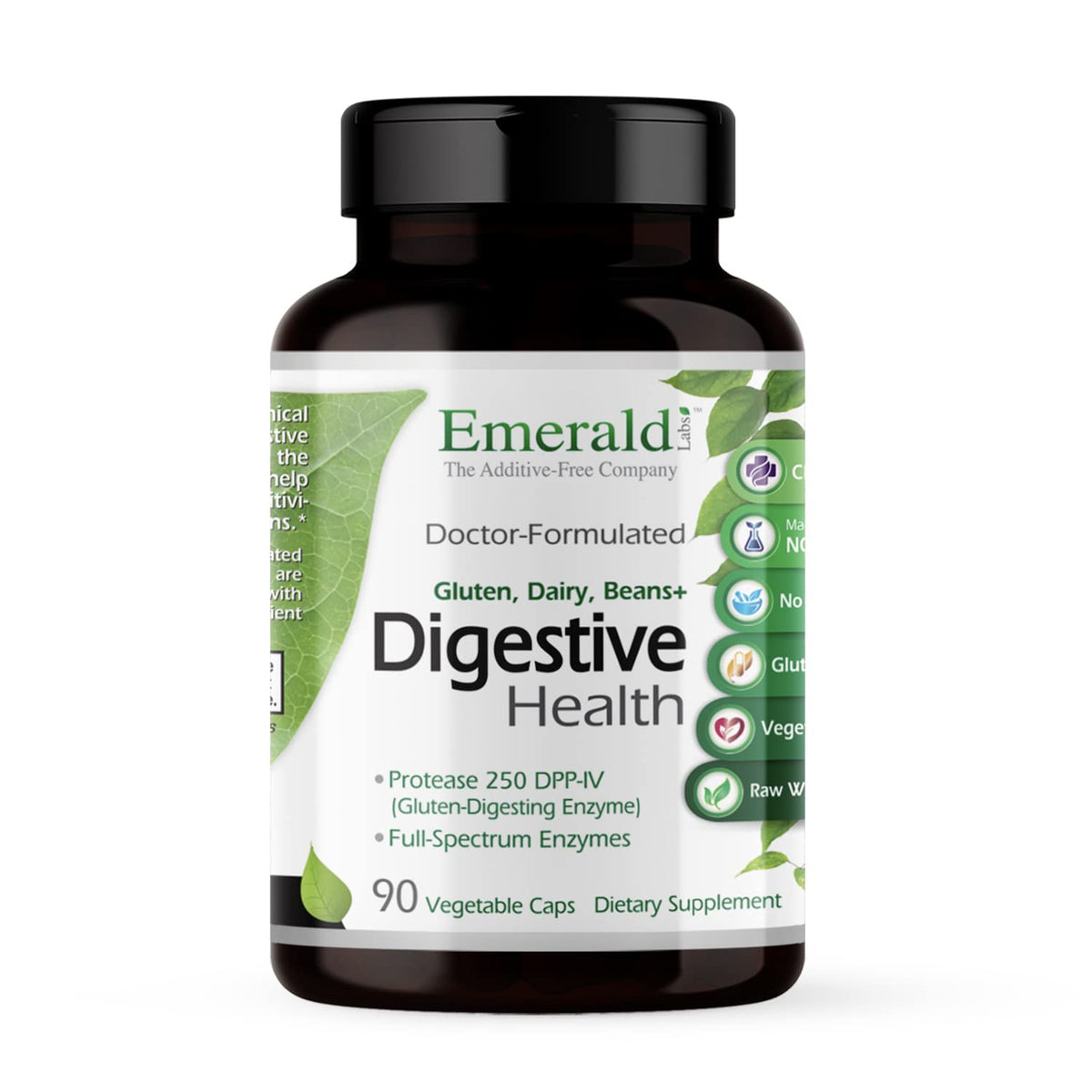 EMERALD LABS frasco frontal mostrando nombre y beneficio digestivo