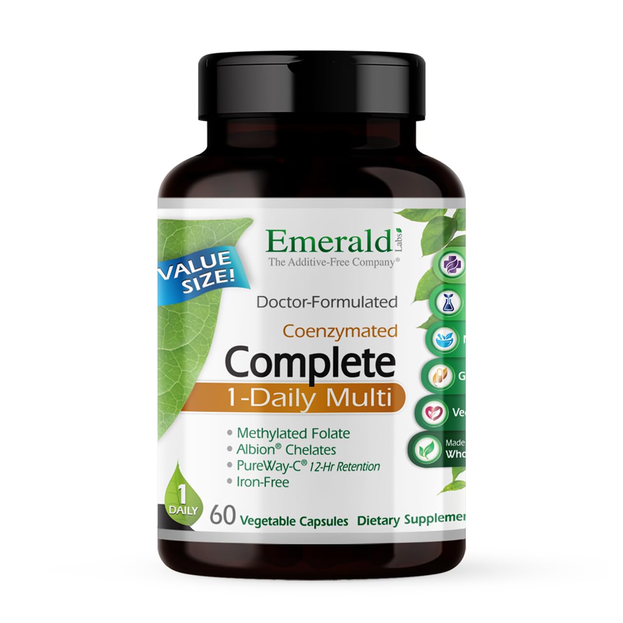 EMERALD LABS frasco frontal mostrando diseño y facilidad de uso