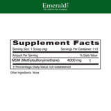 Emerald Labs primer plano de la textura del MSM mostrando finura y pureza
