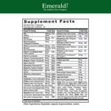 EMERALD LABS cápsulas apiladas con textura visible, destaca facilidad de ingestión