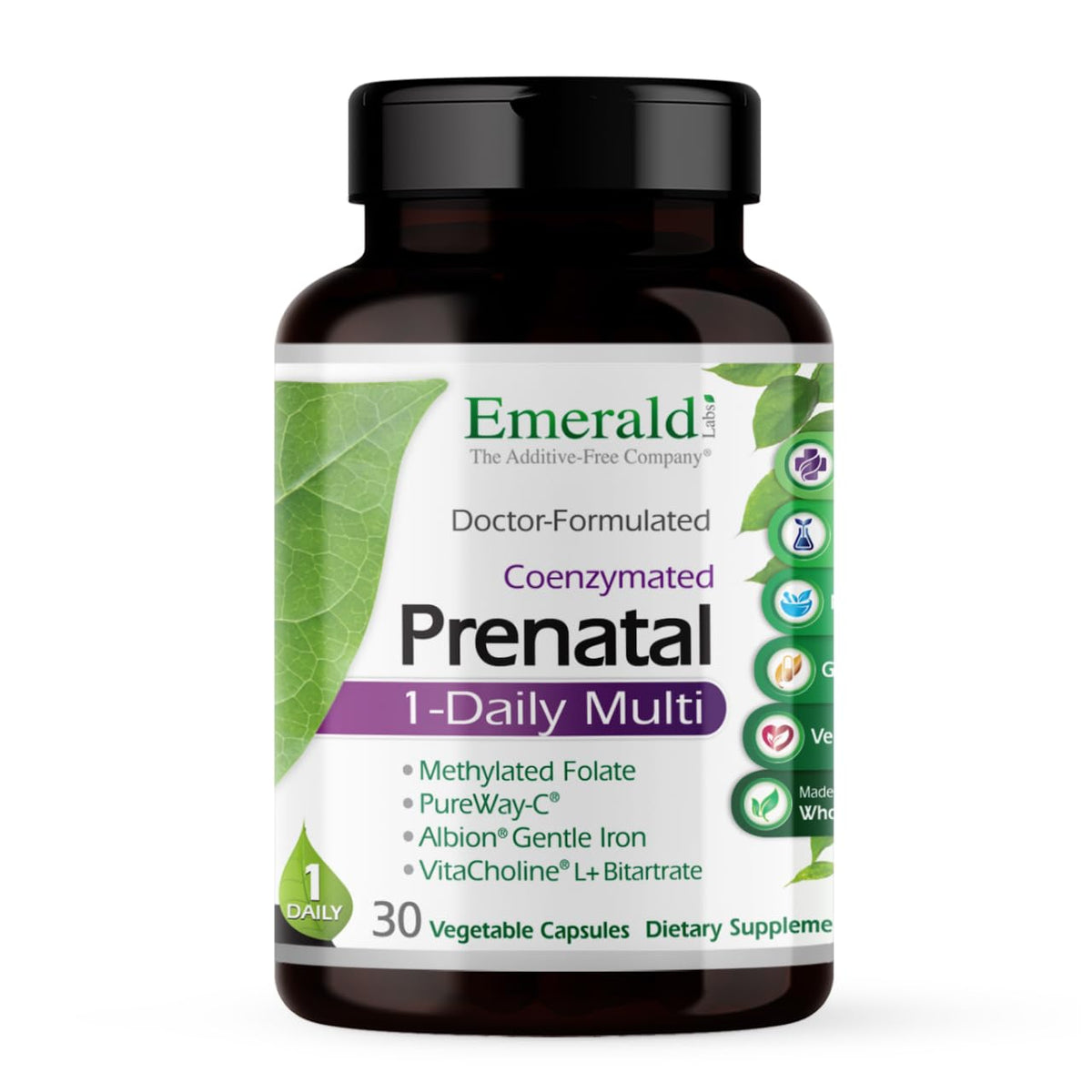 Emerald Labs frente del empaque mostrando el producto y beneficios clave