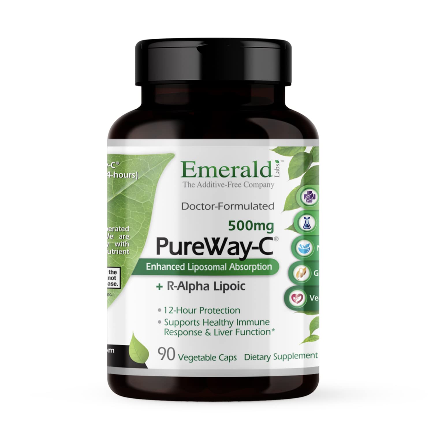 EMERALD LABS frasco PureWay-C frente, aporta vitamina C de fácil dosificación
