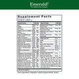 EMERALD LABS vista lateral del envase resaltando fórmula vegetariana y sin gluten