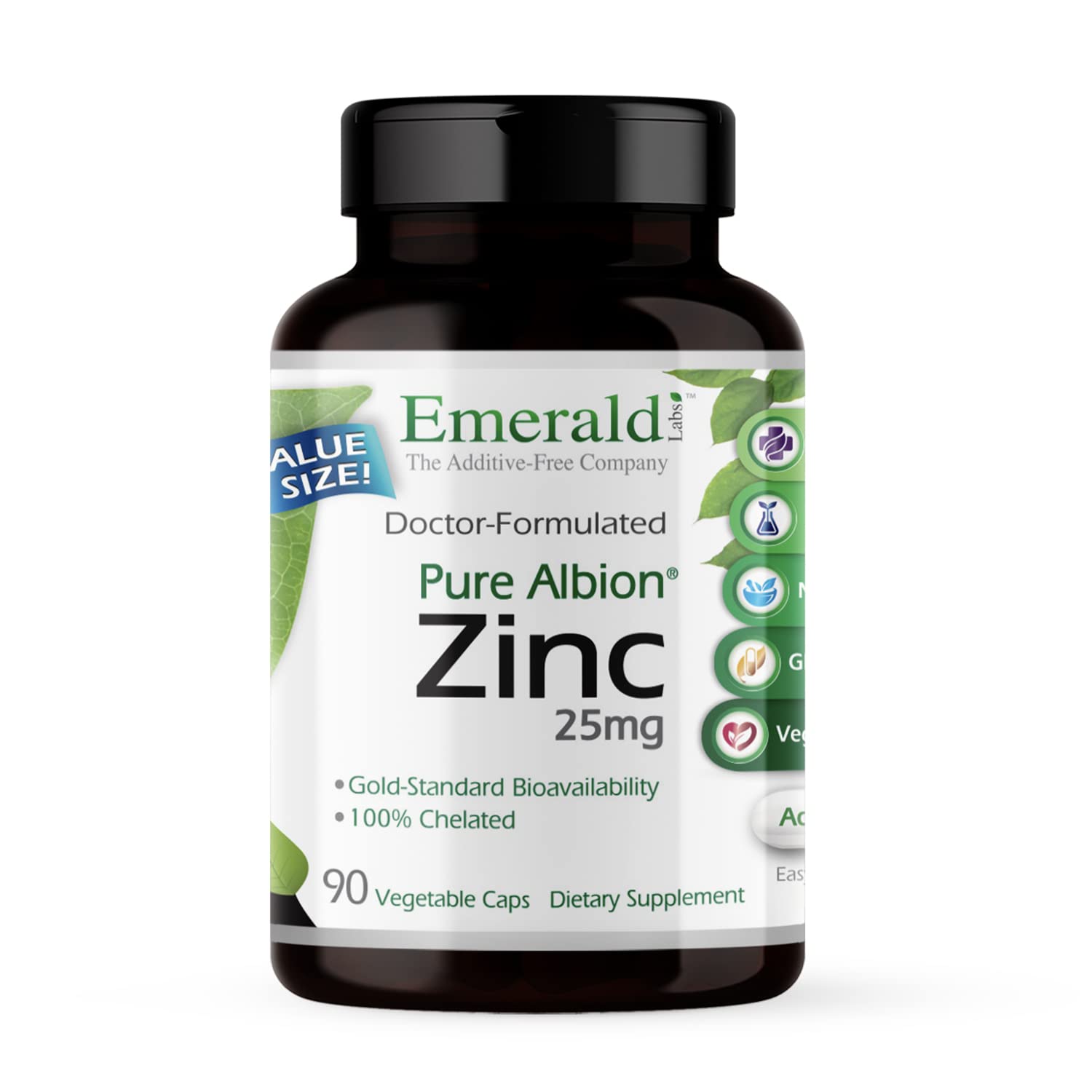 Emerald Labs envase frontal mostrando 90 cápsulas y beneficios de absorción