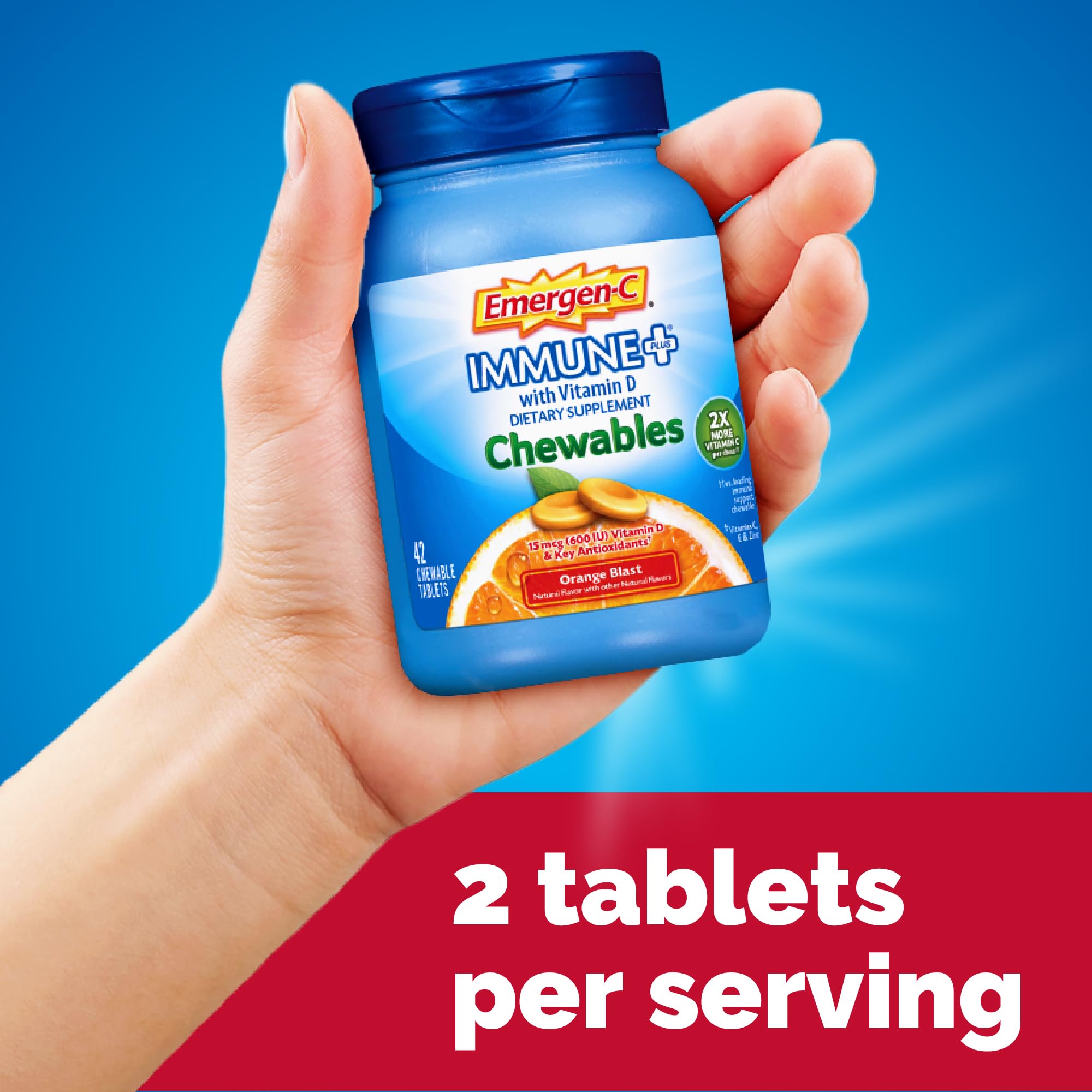 Emergen-C envase abierto con tabletas listo para consumo rápido