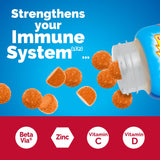 Emergen-C pilón de gomitas detallando textura masticable y atractivo sabor