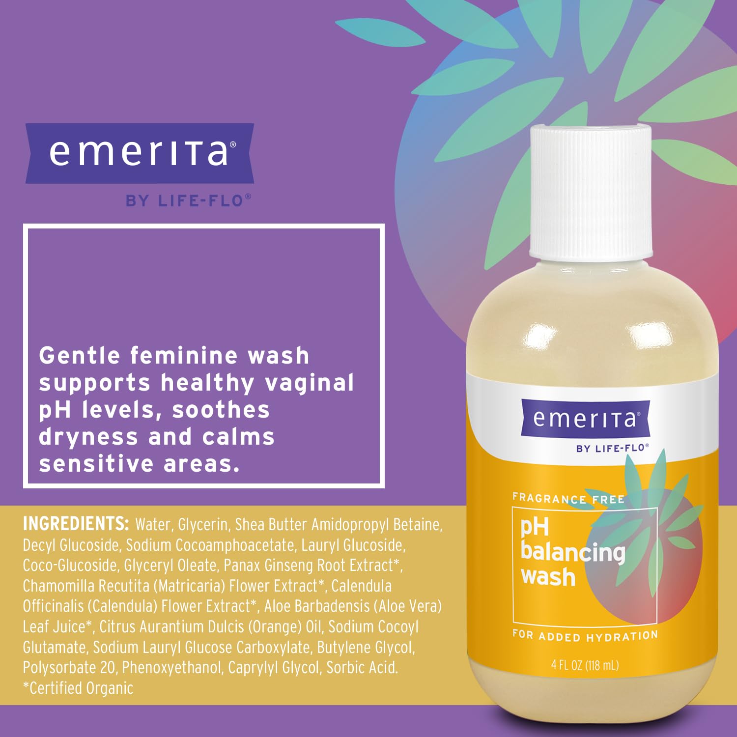 Emerita etiqueta legible con ingredientes y beneficios para confianza