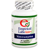 Empirical Labs frasco frontal de Vascuzyme mostrando etiqueta y beneficio de mezcla enzimática