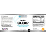 Empower Health Labs Ring Clear etiqueta con lista de ingredientes y manufactura en EE. UU.
