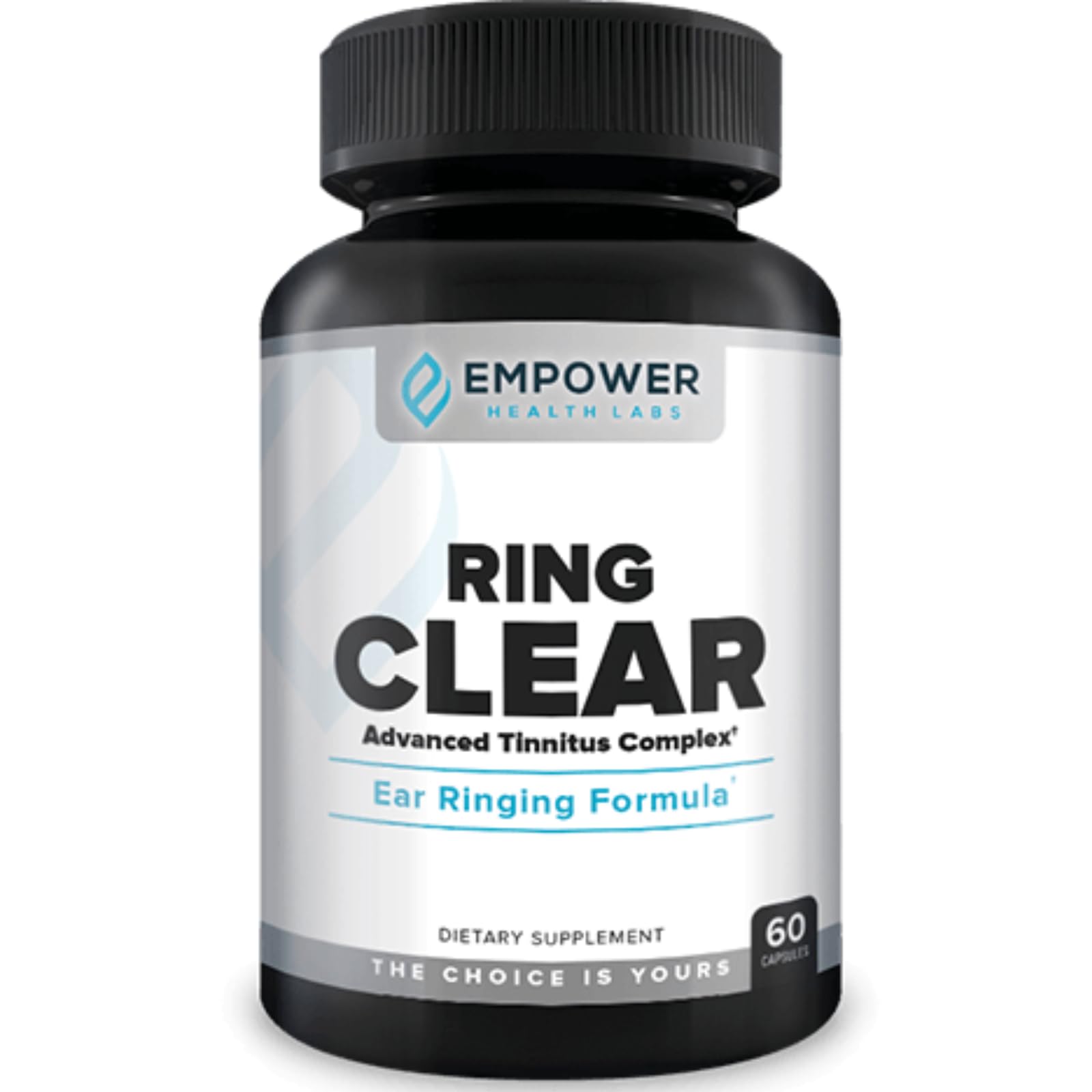 Empower Health Labs Ring Clear vista frontal mostrando el frasco y beneficio de apoyo natural