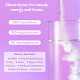 Enact Hydration polvo vista cercana que muestra disolución fácil