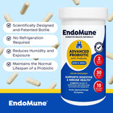 Endomune envase en maletín de viaje resaltando estabilidad sin refrigeración