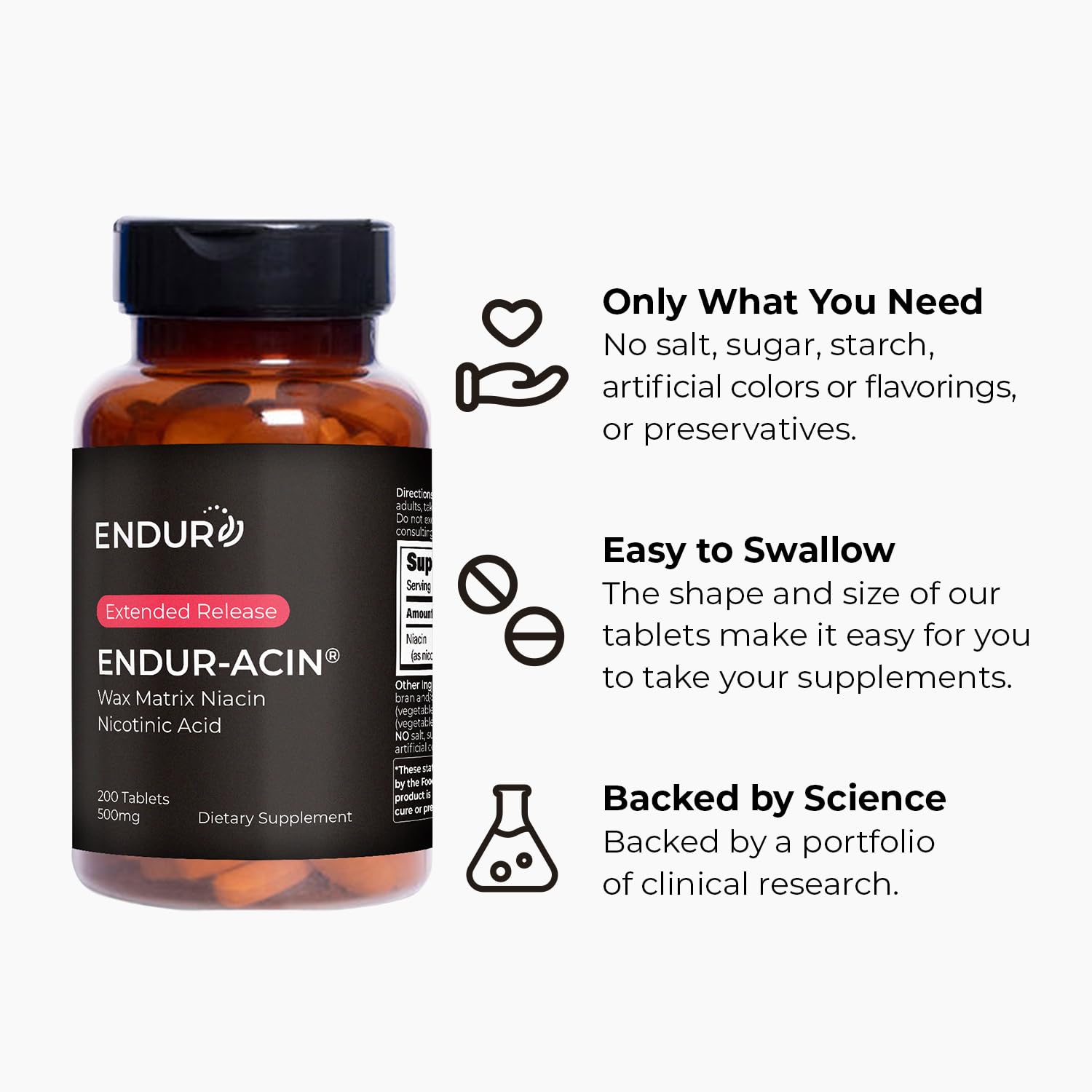 Endurance Products etiqueta nutricional de ENDUR-ACIN con información clara de ingredientes