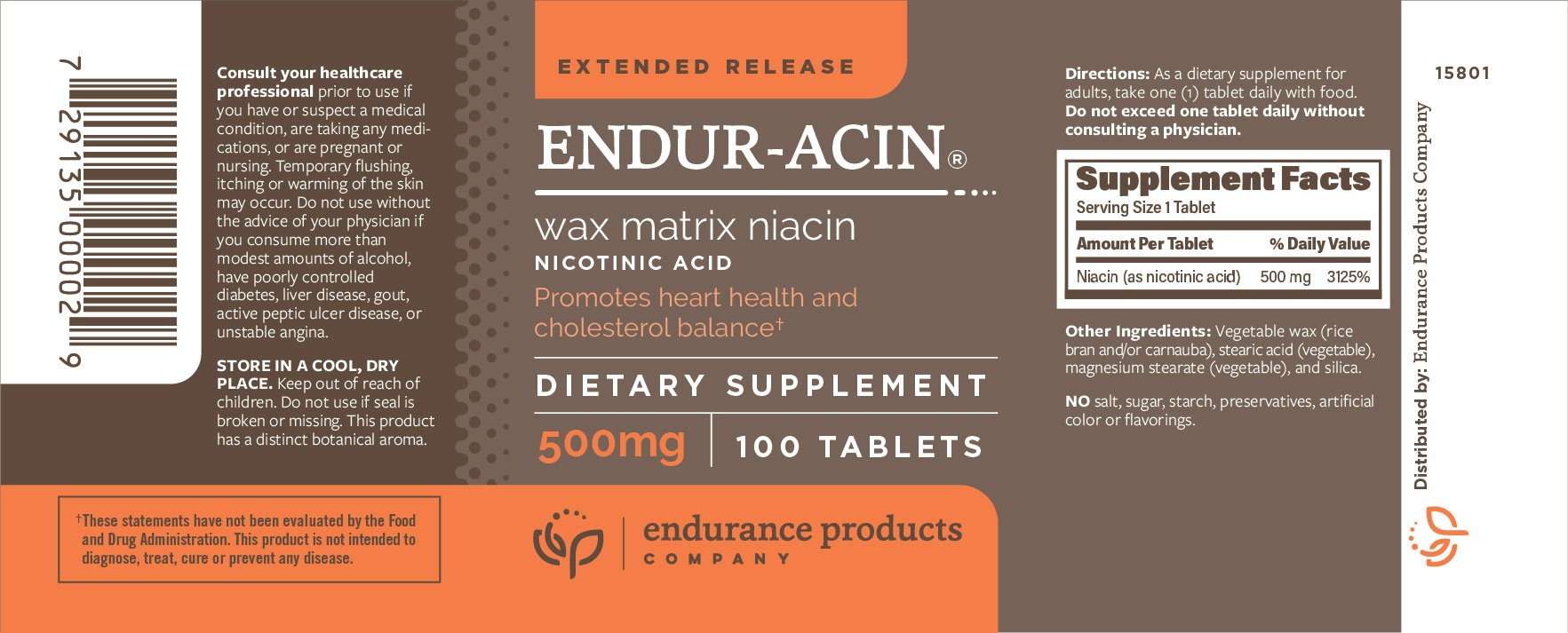 Endurance Products ENDUR-ACIN textura de la tableta resaltando fácil de tragar