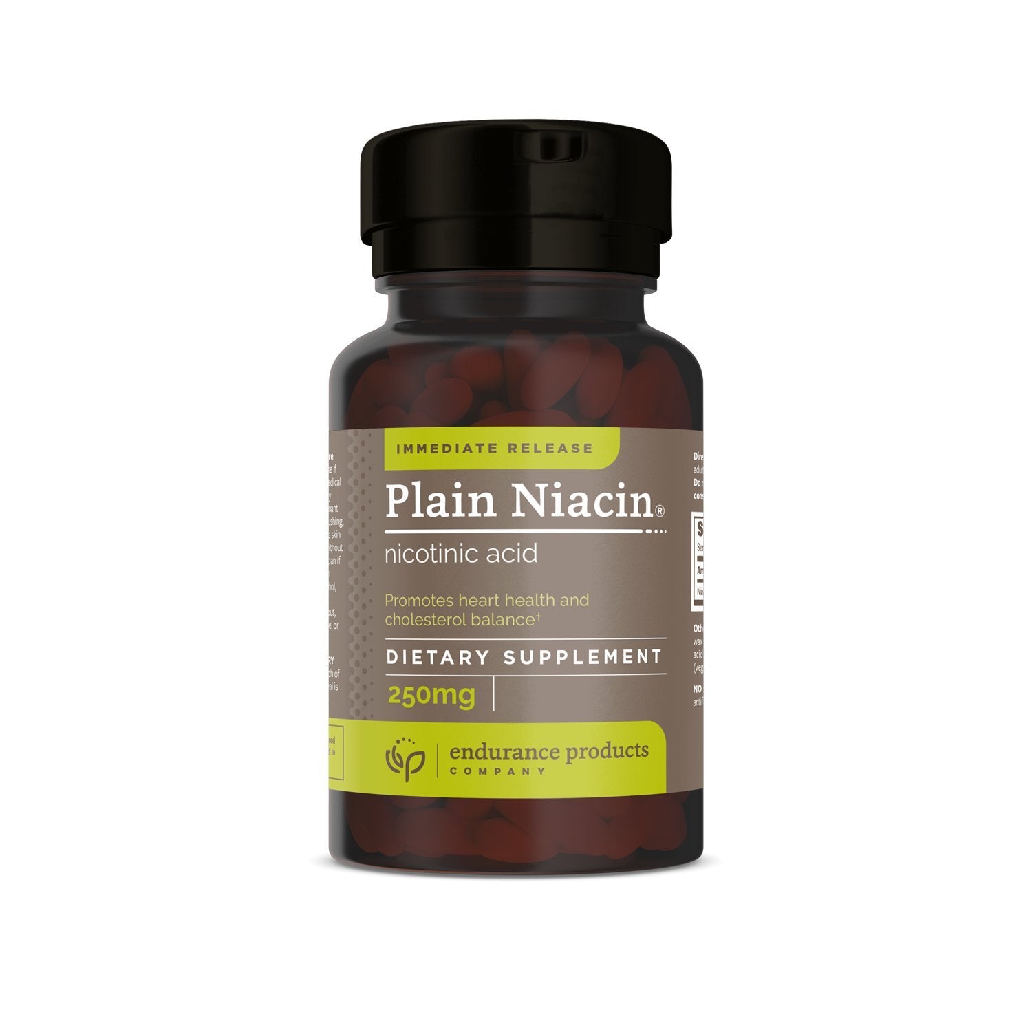 Endurance Products envase frontal de Niacin IR 250 mg mostrando etiqueta clara y beneficios
