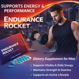 Endurance Rocket frasco junto a pesas en gimnasio para apoyar energía y resistencia