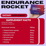 Endurance Rocket persona tomando cápsula antes de entrenamiento para mejorar la vitalidad