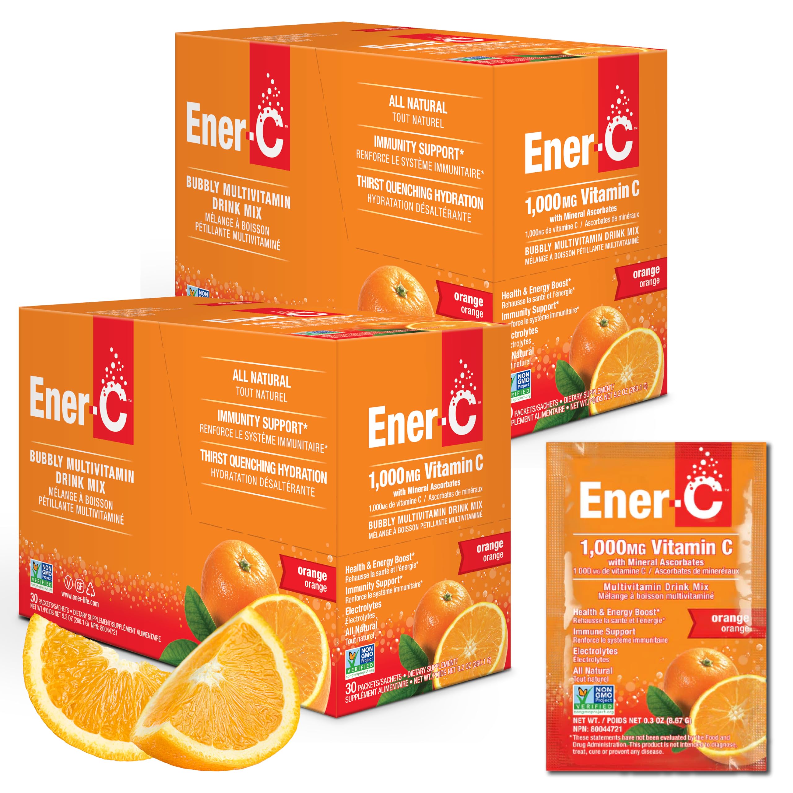 Ener-C vista frontal del empaque con 60 sobres, organizada y práctica.