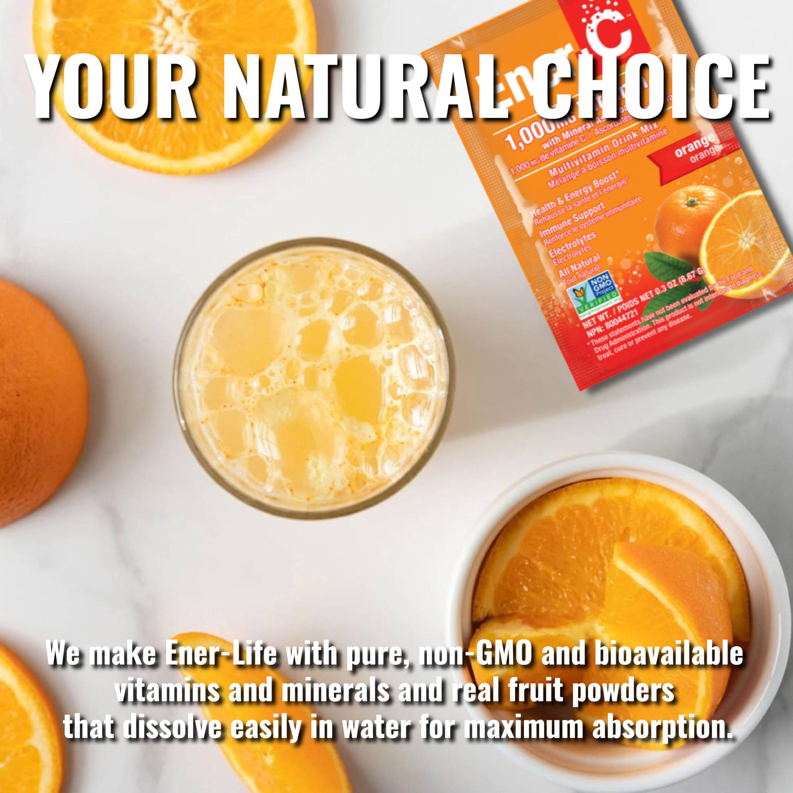 Ener-C frutas y extractos naturales que aportan sabor y beneficios.