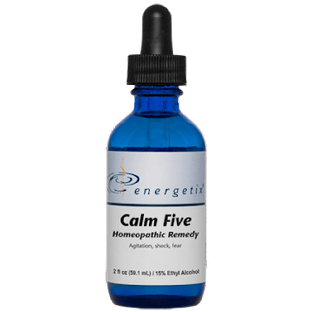 Energetix Calm Five frasco frontal mostrando etiqueta y tamaño portátil para alivio emocional