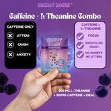 Energy Rocks etiqueta con ingredientes destacando cafeína, L‑theanine y B12