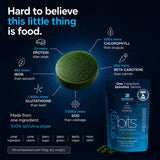 ENERGYBITS close-up de tableta con textura y beneficio nutricional visible