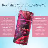 ENERGYBITS primer plano de tabletas VITALITYbits enfatizando pureza y compactación