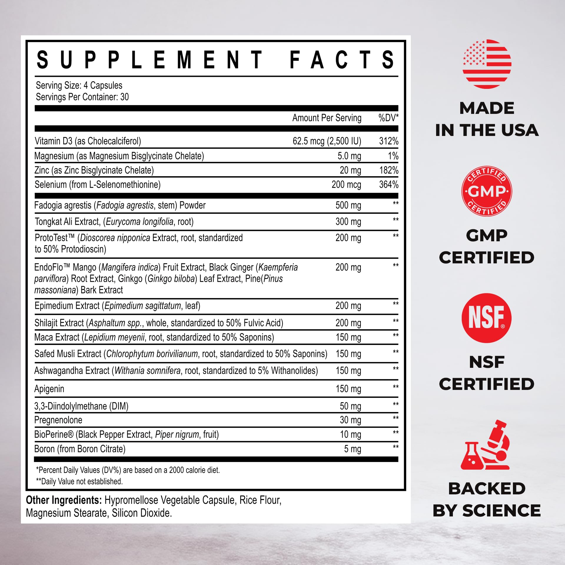 Enhanced Top T lista de ingredientes visible, transparencia y detalle