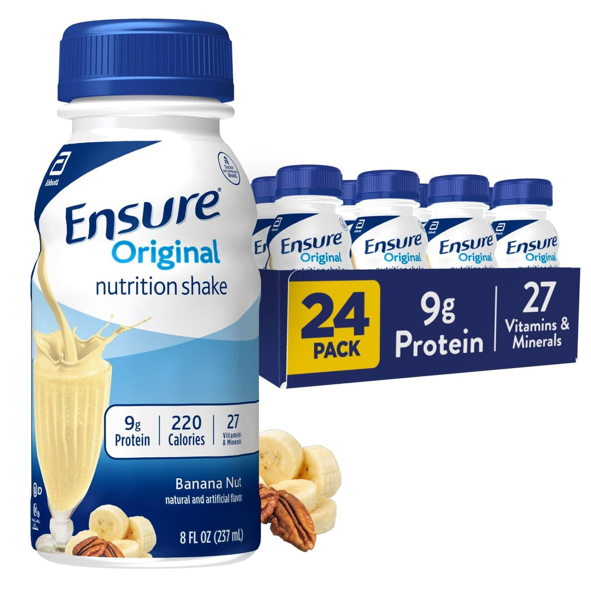 Ensure envase frontal Banana Nut mostrando diseño y tamaño práctico