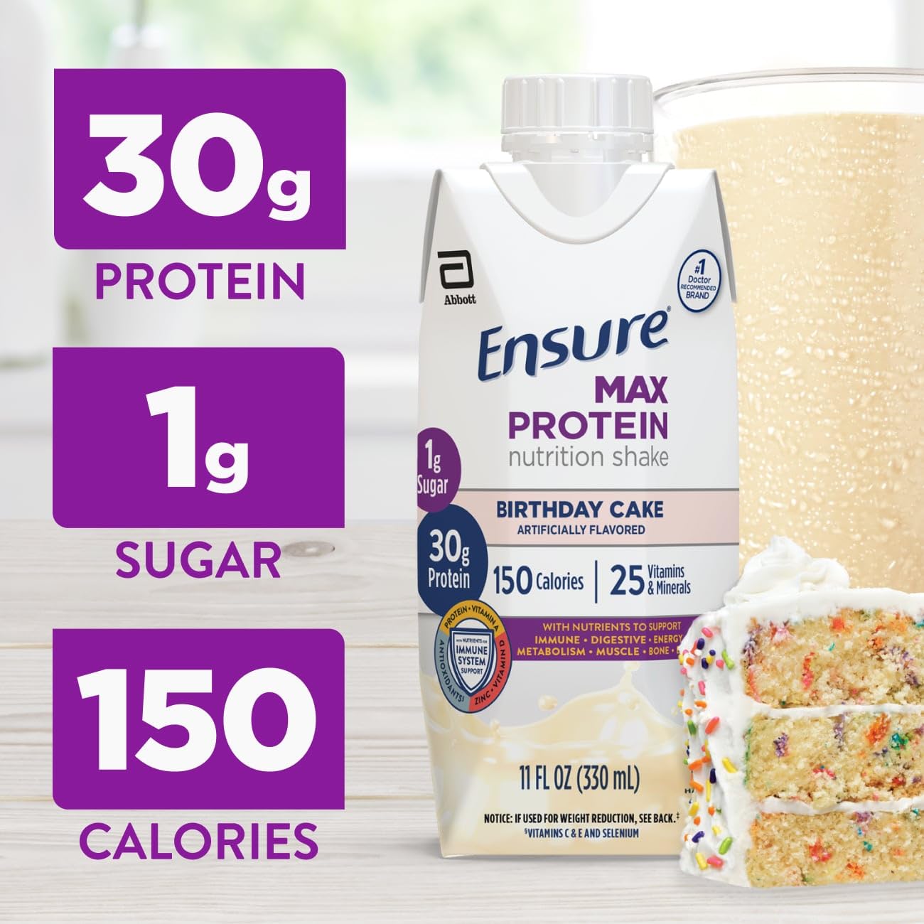 Ensure Max Protein pack de 12 botellas listo para consumir y fácil almacenamiento