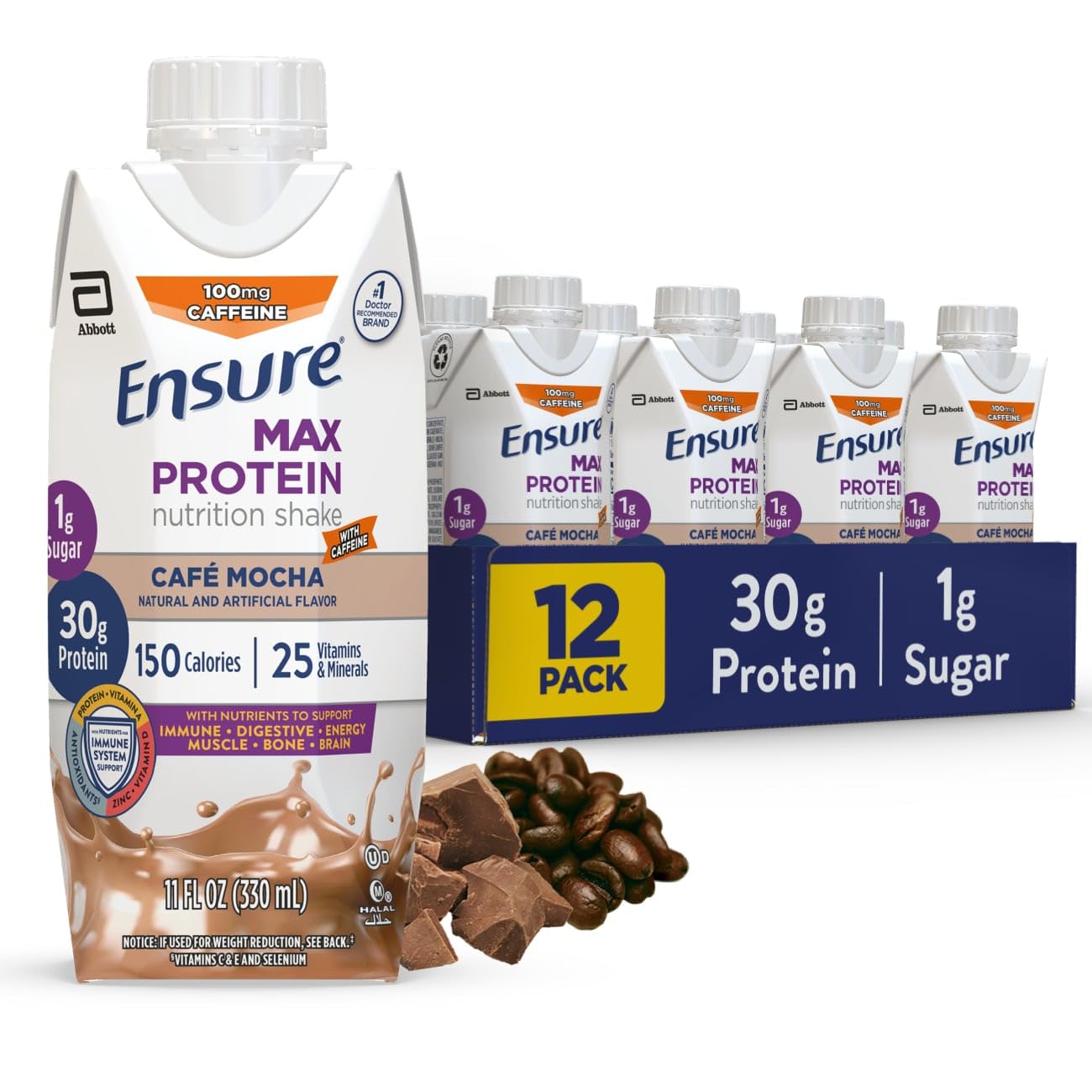 Ensure frente del envase mostrando información nutricional y sabor