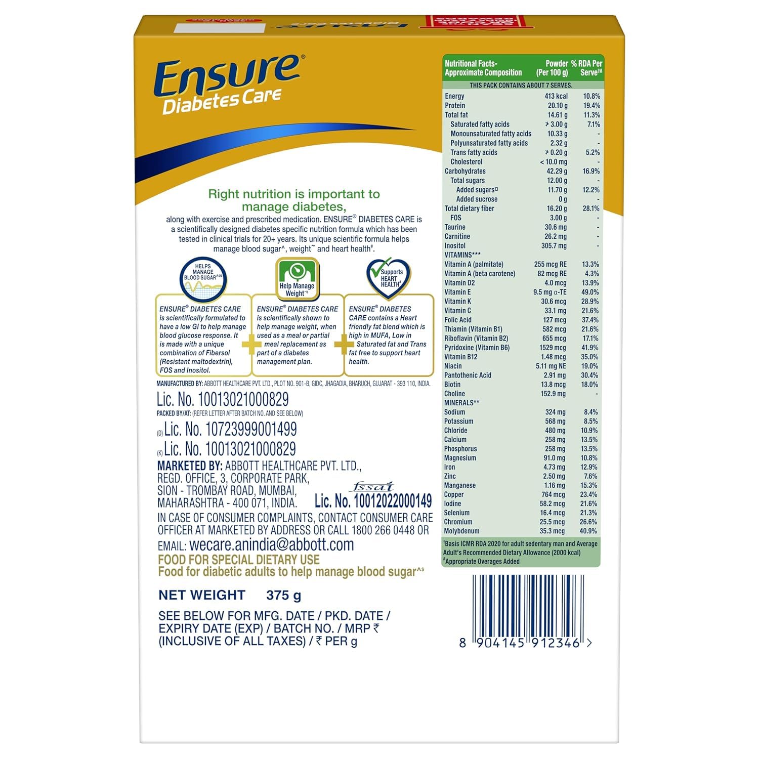 PGM DISTRIBUTORS Ensure Diabetes Care consumo diario en contexto familiar práctico