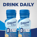 Situación de desayuno con Ensure Enlive en mesa, solución rápida y nutritiva