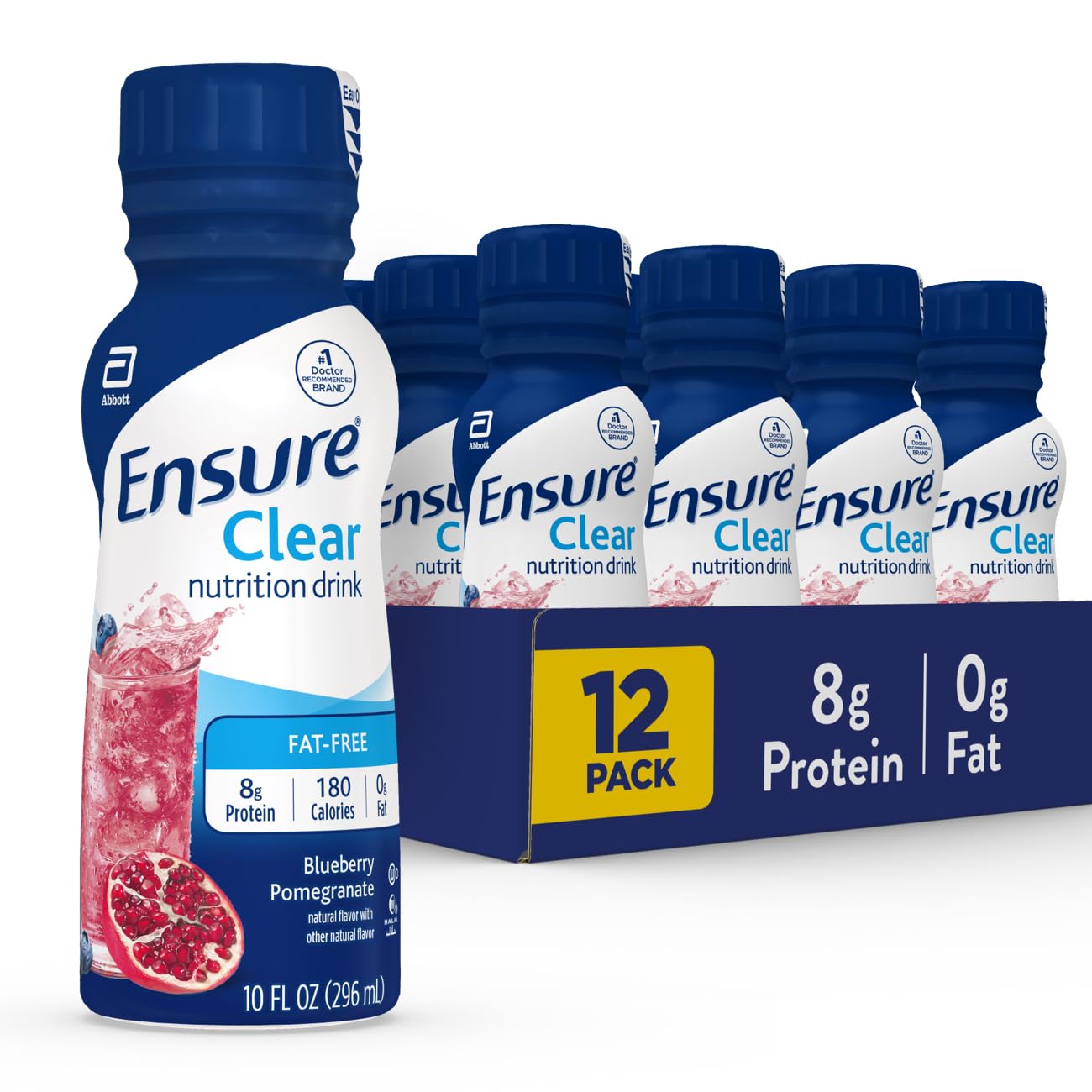 Ensure botella pack de 12 vista frontal mostrando etiqueta clara y formato práctico