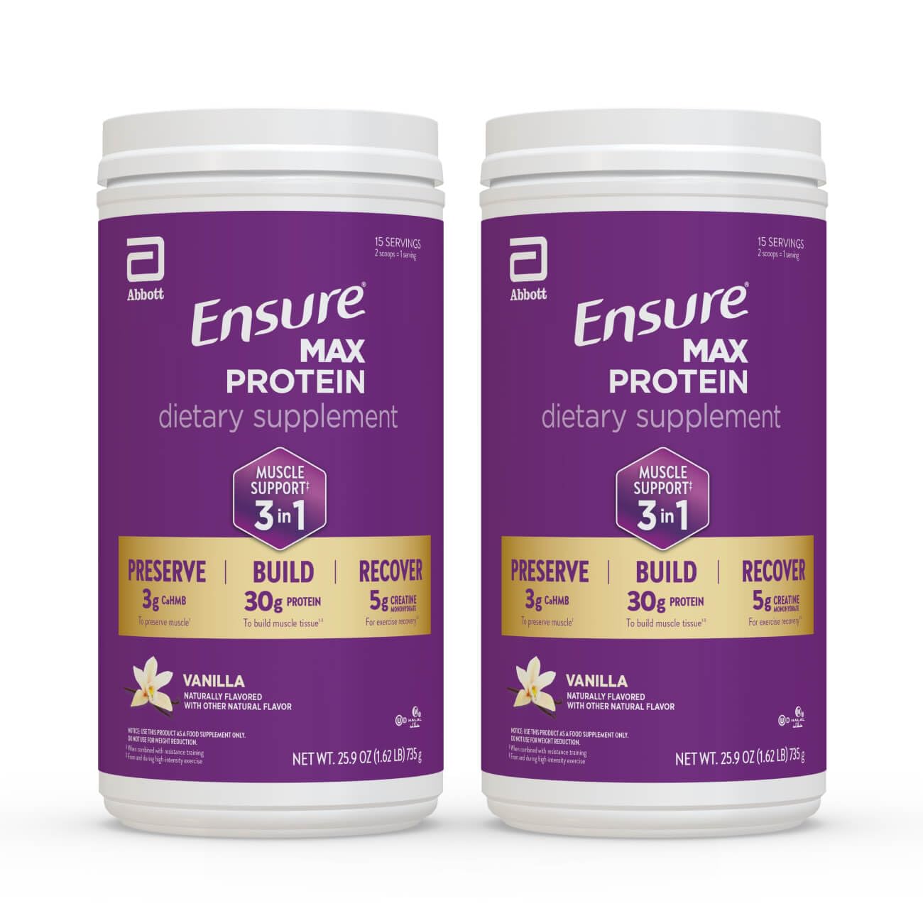 Ensure envase frontal que muestra proteína y beneficios visibles