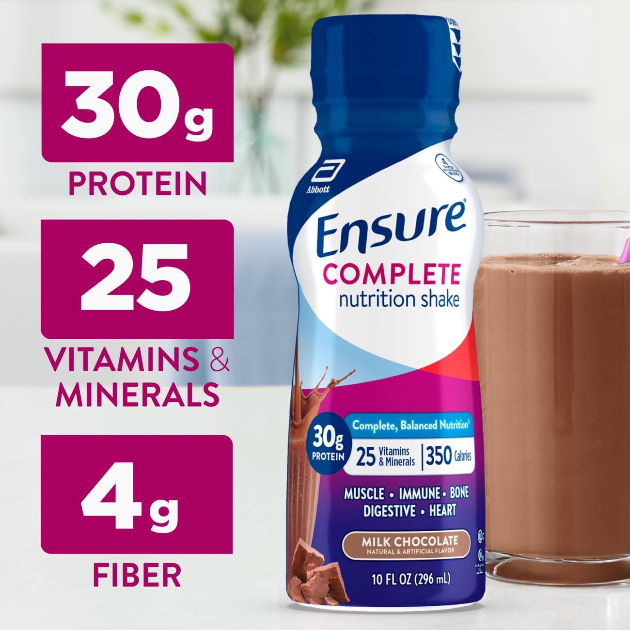 Ensure batido chocolate textura y color cremoso, aspecto apetecible