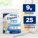 Etiqueta nutricional de Ensure Vainilla destacando vitaminas y minerales