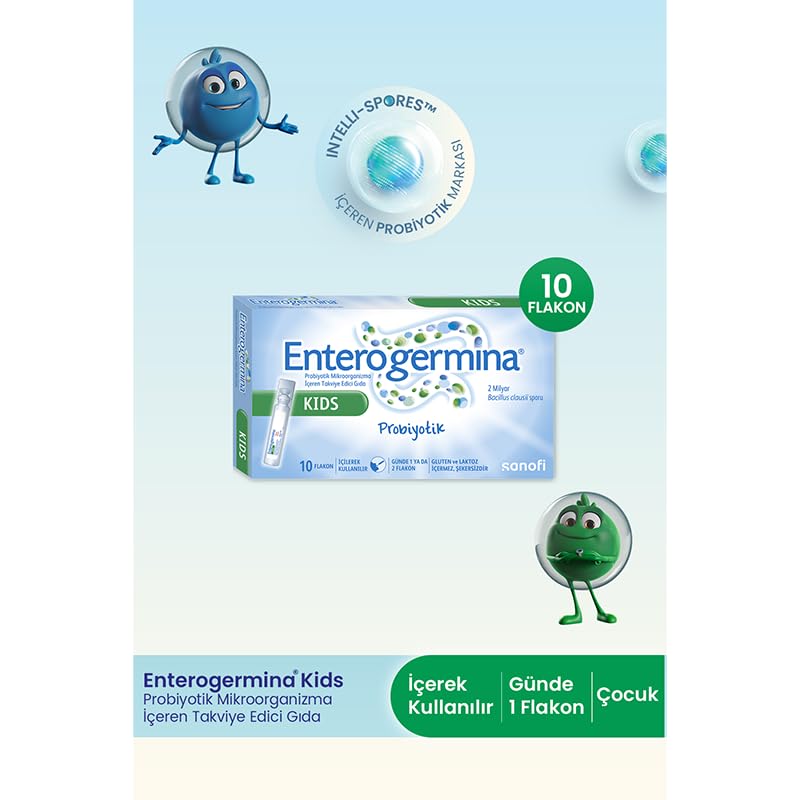 Detalle de la suspensión de EnterogerminaKids destacando su textura líquida y fácil ingestión