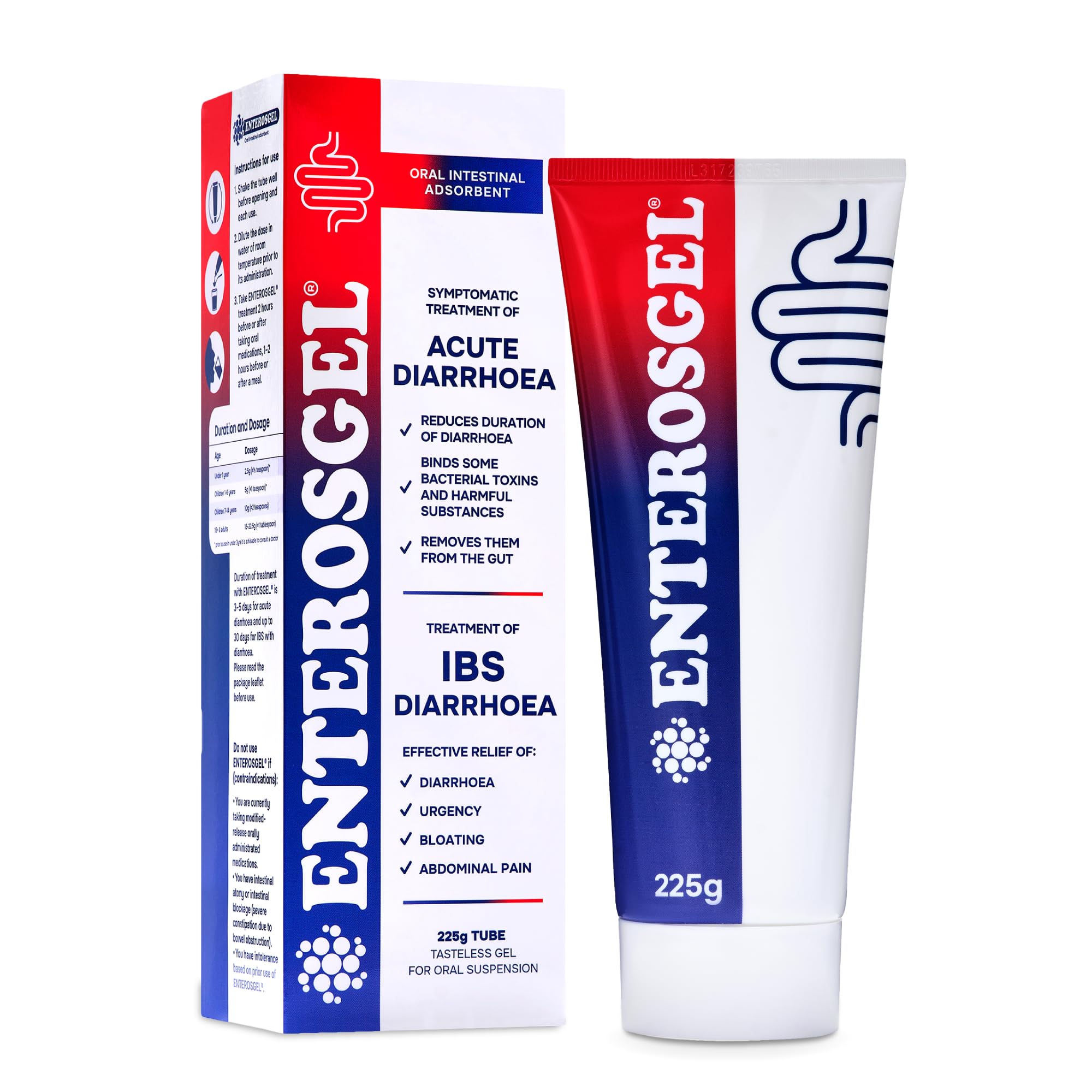 Enterosgel tubo 225 g frontal muestra envase práctico y dosificación clara