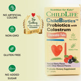 Envase abierto con tabletas ChildBiotics ordenadas para visualizar cantidad y presentación