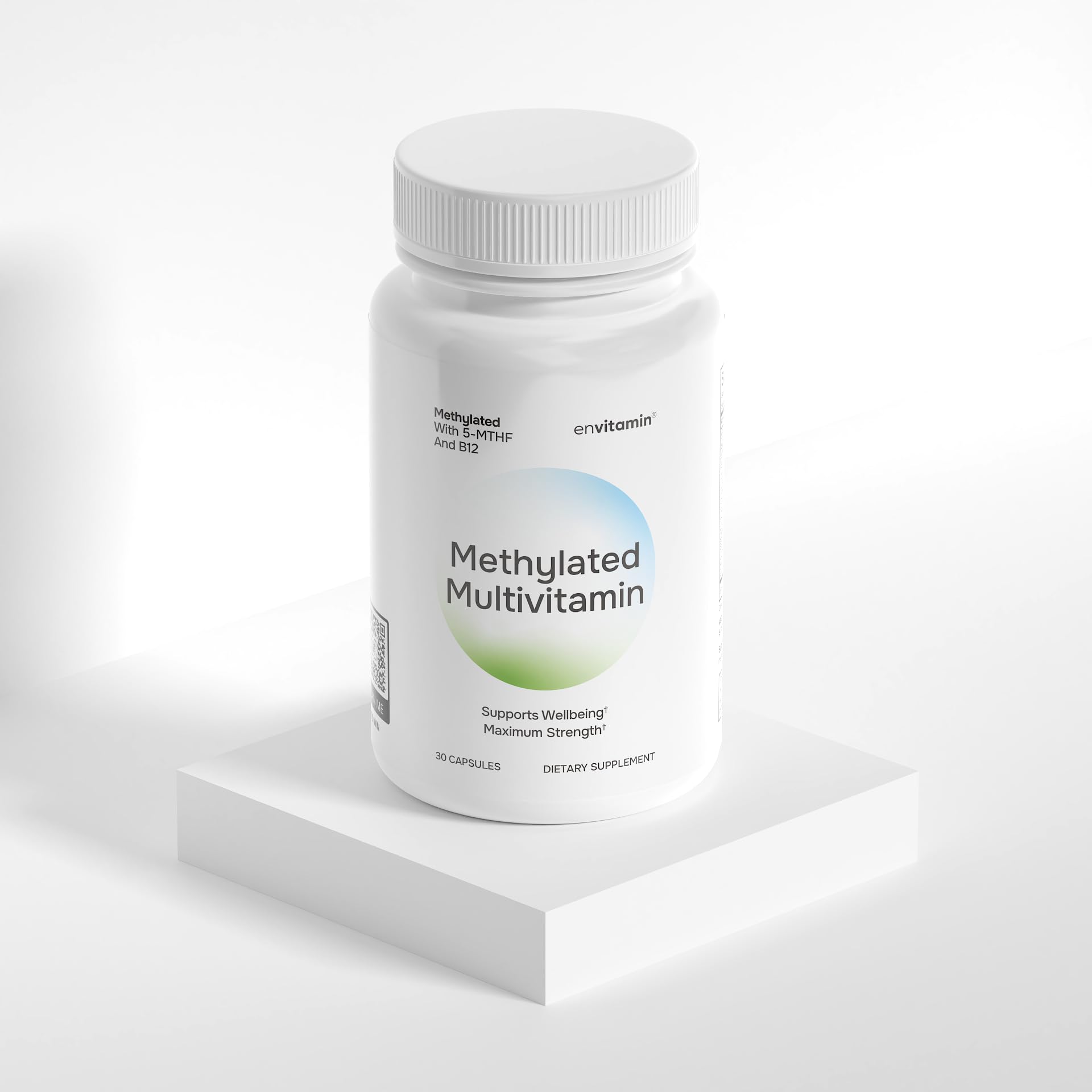 envitamin botella abierta con tabletas listas para consumir