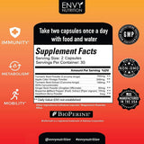 Envy Nutrition envase abierto con cápsulas dispersas que facilita la dosificación diaria