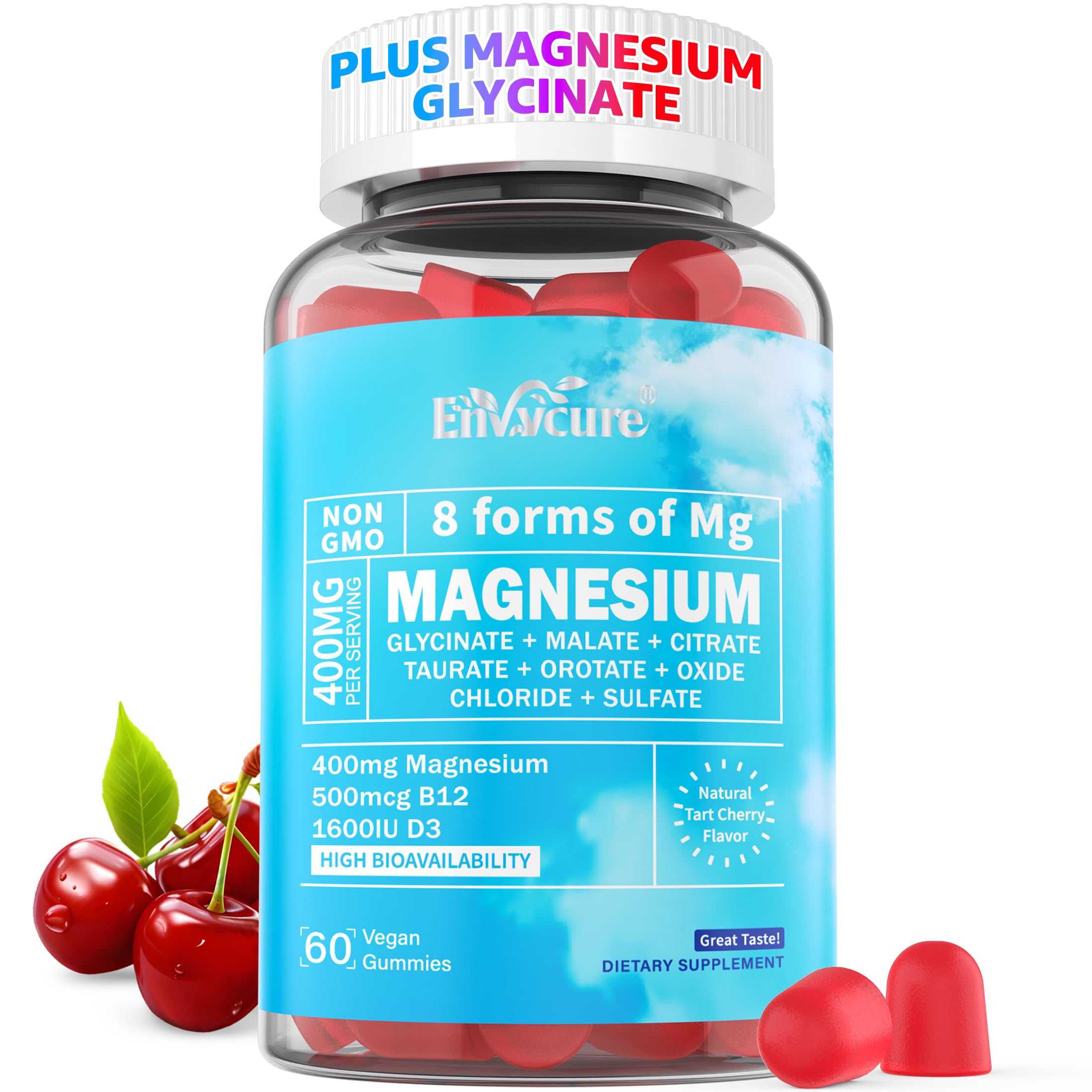 EnvyCure empaque frontal de las gomitas veganas mostrando 60 unidades y beneficios