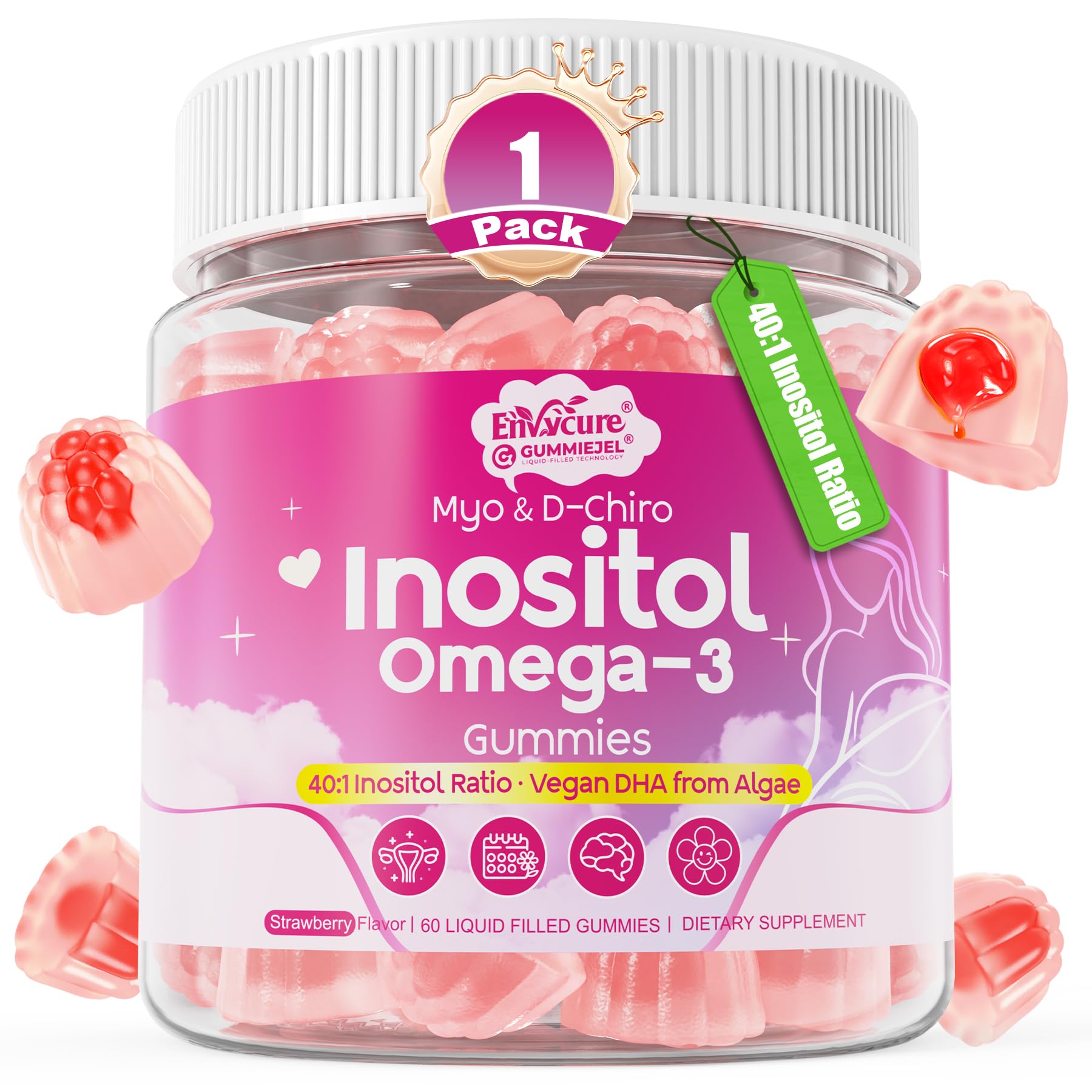EnvyCure envase frontal mostrando gomitas y beneficio comodidad