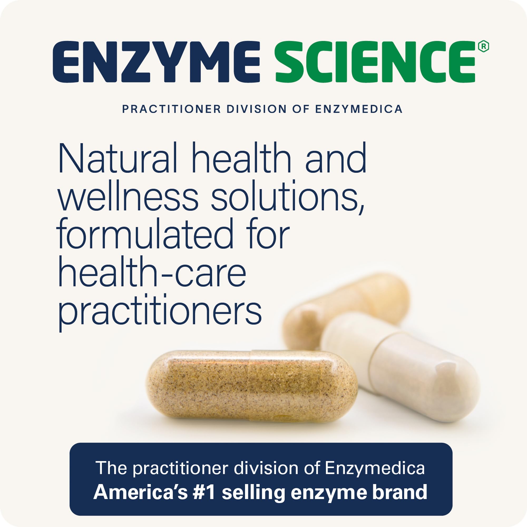 Enzyme Science bote abierto con cápsulas para visualización del contenido