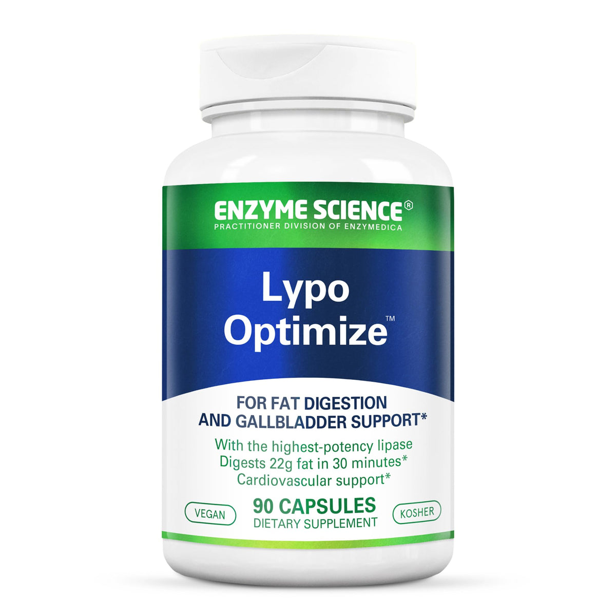 Enzyme Science Lypo Optimize vista frontal del envase y beneficios digestivos