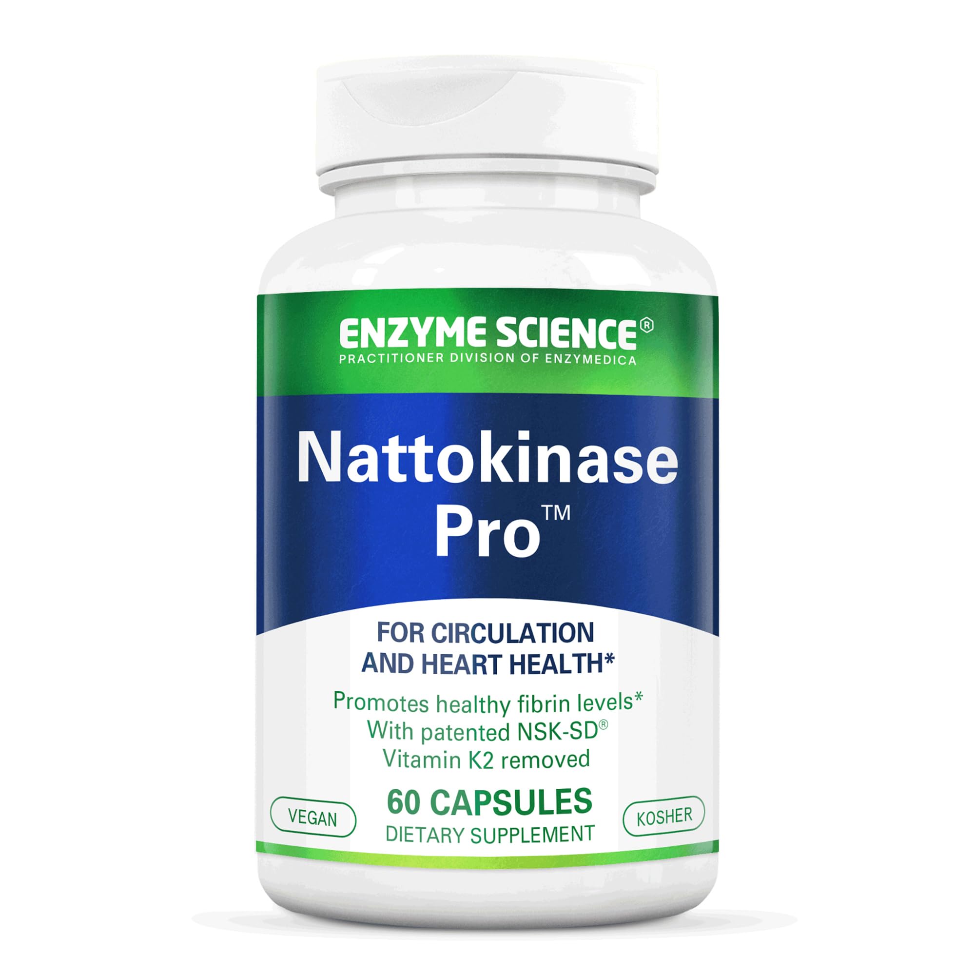 Enzyme Science envase frontal mostrando nattokinase pro y beneficio circulatorio