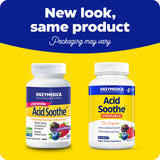 Primer plano de tabletas de Enzymedica Acid Soothe para ver textura y tamaño