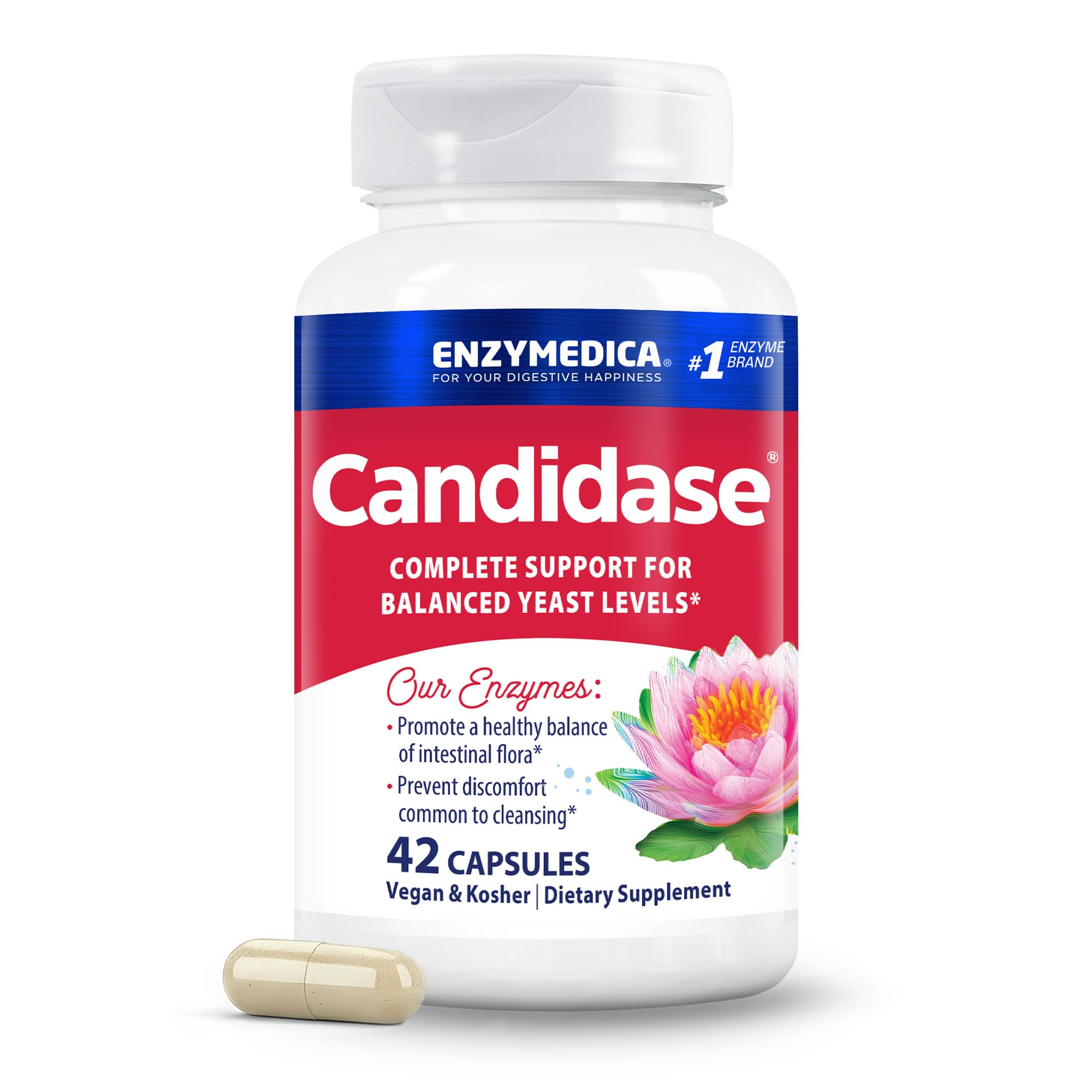 Enzymedica Candidase frasco frontal, presentación clara y beneficios digestivos